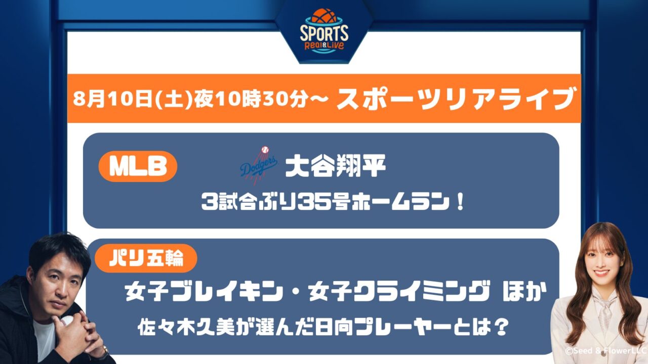 日向坂46 佐々木久美MC「スポーツ リアライブ」【2024.8.10 22:30〜 テレビ東京】